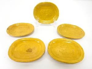 珉平焼　龍紋　小判皿　5客揃